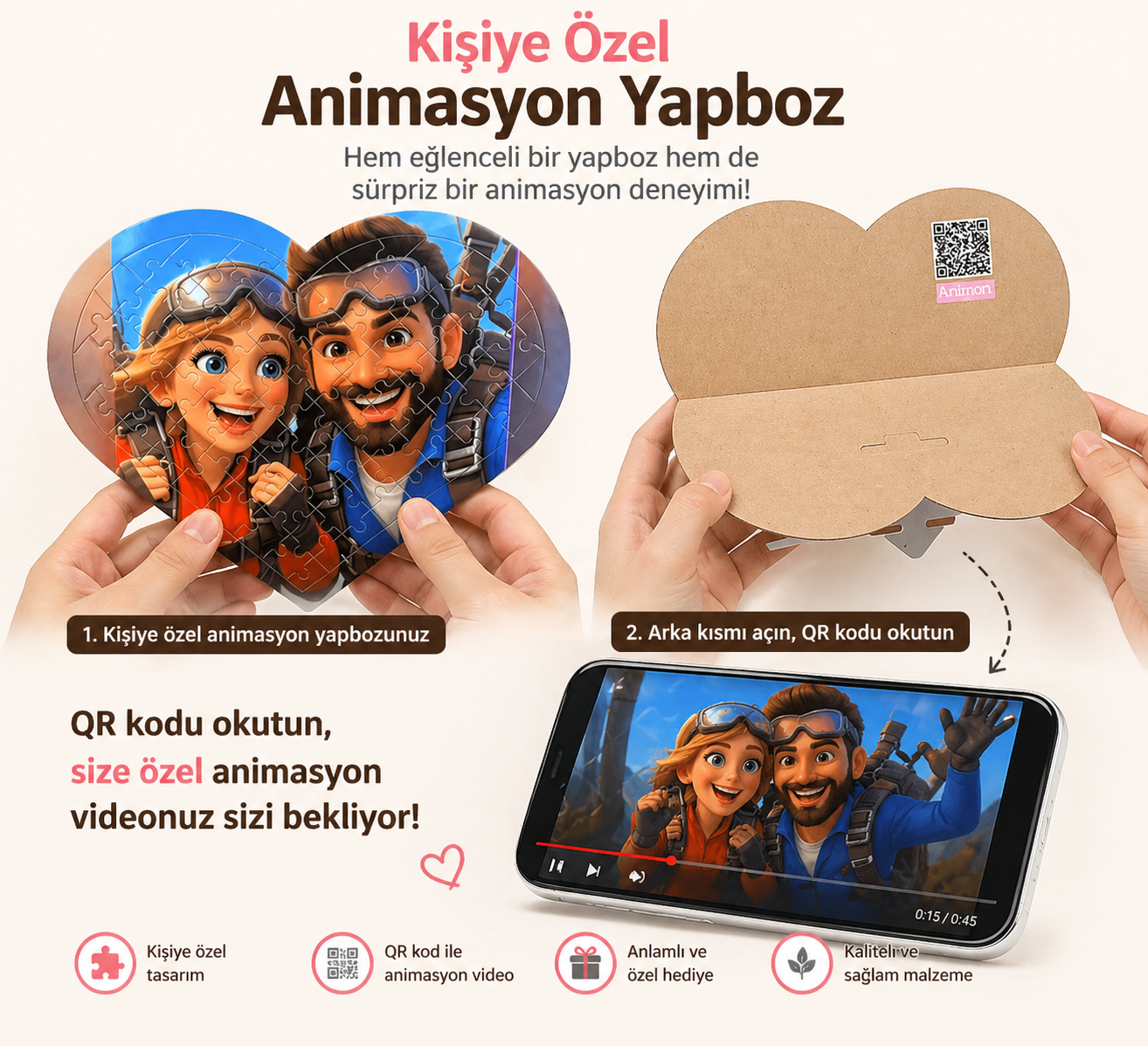Animasyon Yapboz Kalp Şeklinde